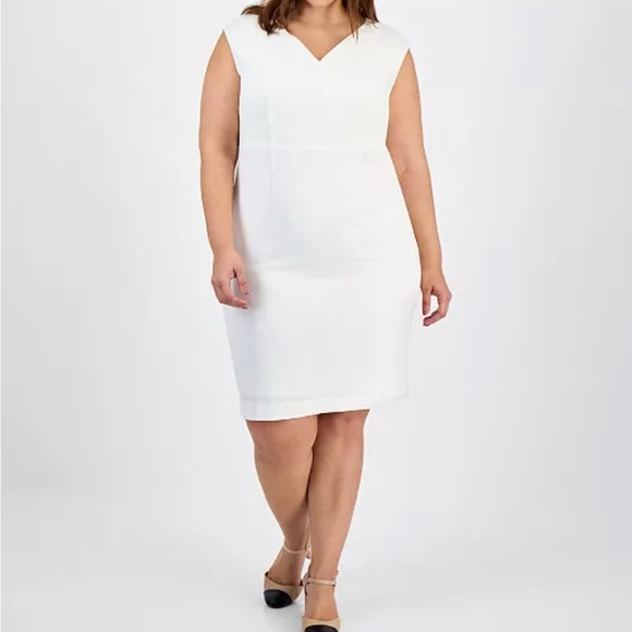 Kasper Plus Size Sleeveless Sheath Dress (20W, Vanilla White) - Picture 1 of 6